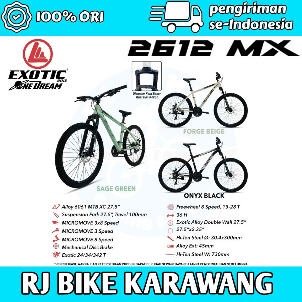SEPEDA GUNUNG MTB 24 26 27.5 INCH EXOTIC 2612 MX ALLOY