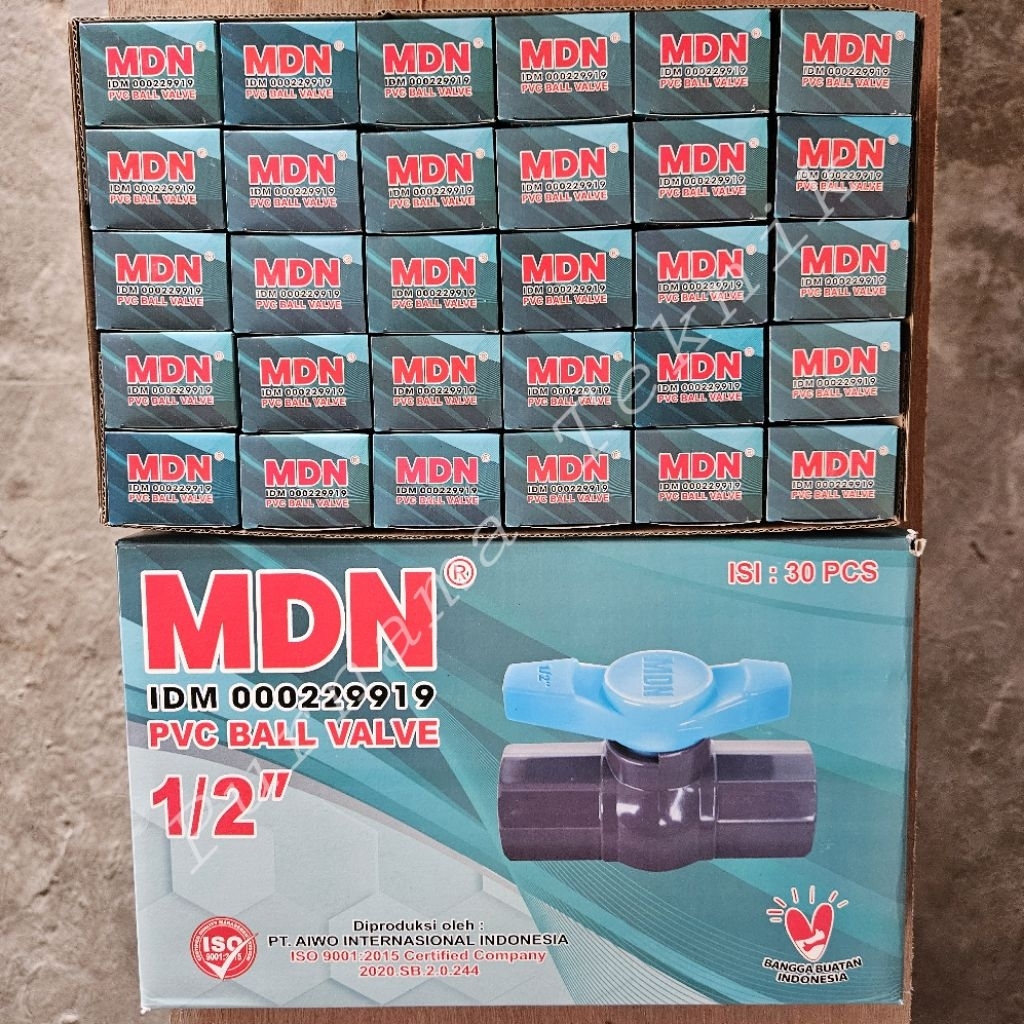 (30 Pcs) Ball Valve Pvc 1/2" Stop Kran Pvc 1/2" MDN