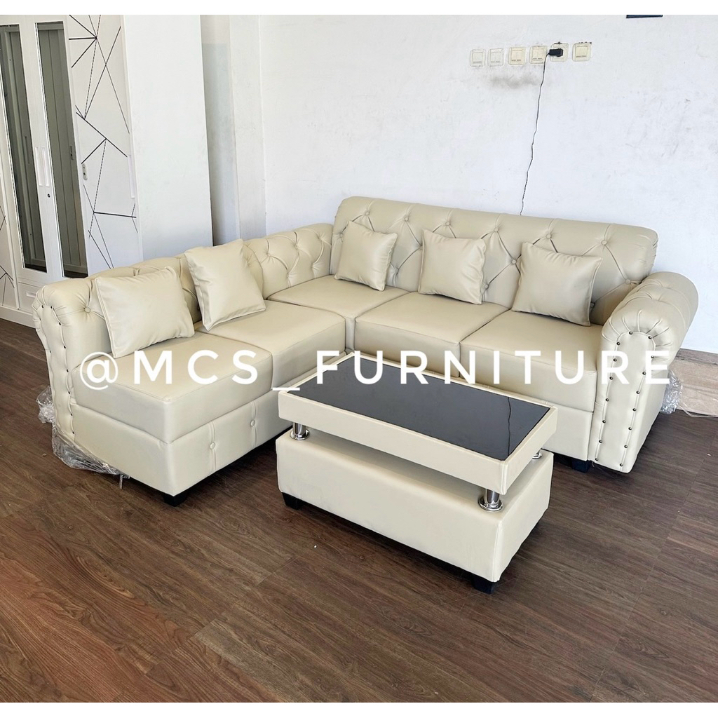 Sofa L Seater Crown Chesterfiel Bisa Custom warna Mebel Furniture Semarang