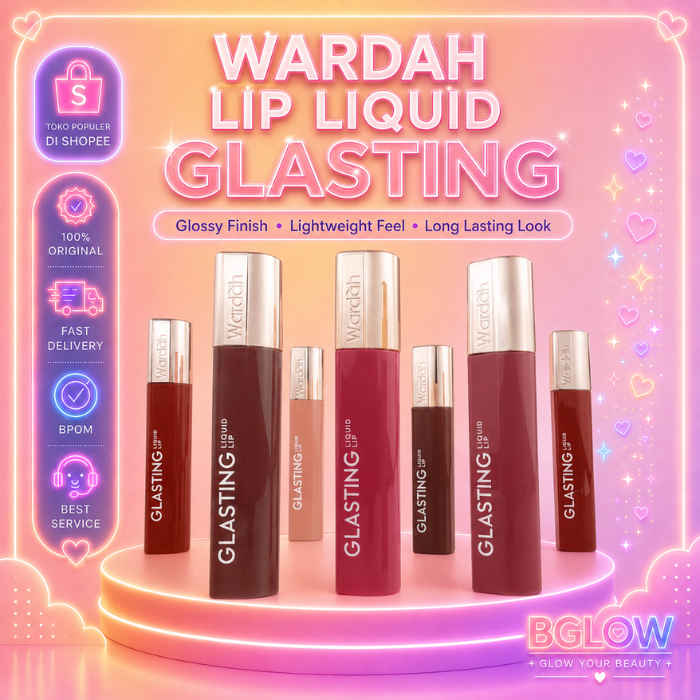 Lip Liquid Glasting 3,5gr Varian Warna Caramel Peach Dazzle Maple Rosewood Glazing Berry Ruby Sparks