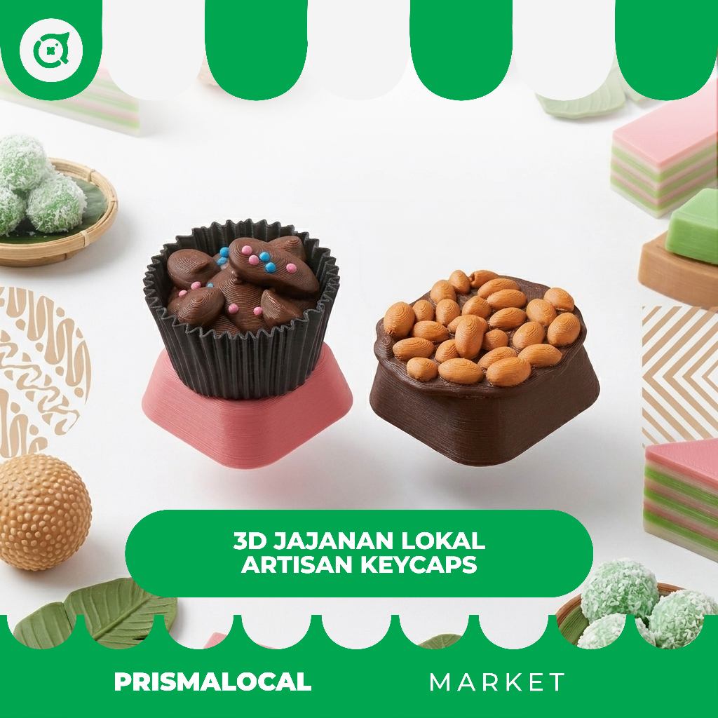 Artisan Keycaps Jajanan Lokal Tradisional Coklat Kacang Ampyang Kacang Untuk Mechanical Keyboard Swi