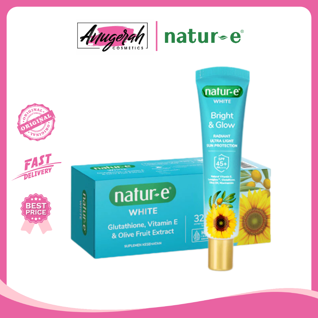 [BUNDLE] Natur-E White 32s Soft Capsule suplemen + White Bright & Glow Radiant Ultra Light Sun Prote