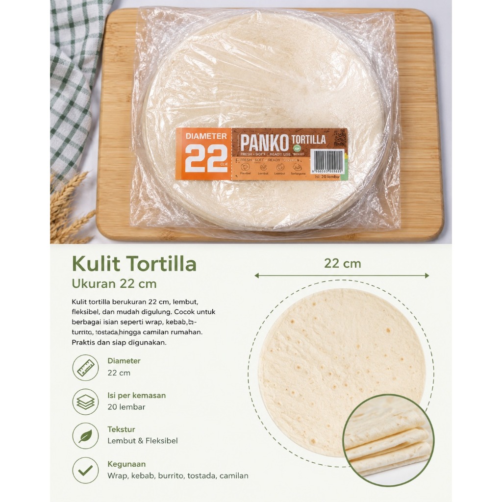 PANKO KULIT TORTILA (KULIT KEBAB) UKURAN 18CM/20CM/22CM