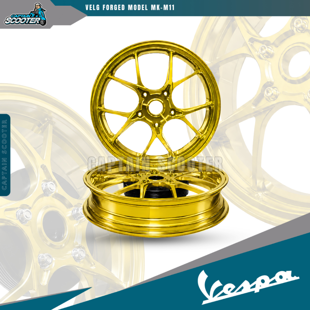 HR RACING Rims VELG CnC Forged GOLD Model MK Factory M11 Vespa Sprint Primavera GTS LX S Ring12