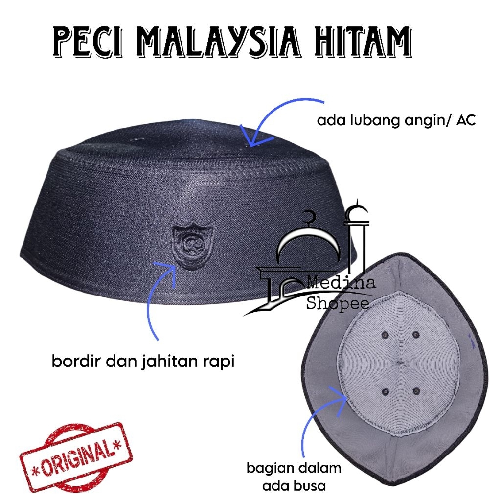 Peci Malaysia / Kopyah Malaysia HITAM original haji umroh
