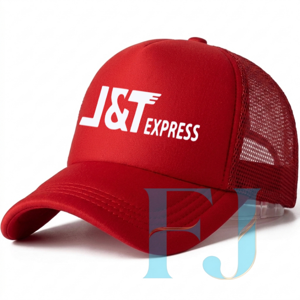 Topi Trucker Jaring Logo JNT express  Unisex - Nyaman Dipakai, Sablon Tahan Lama