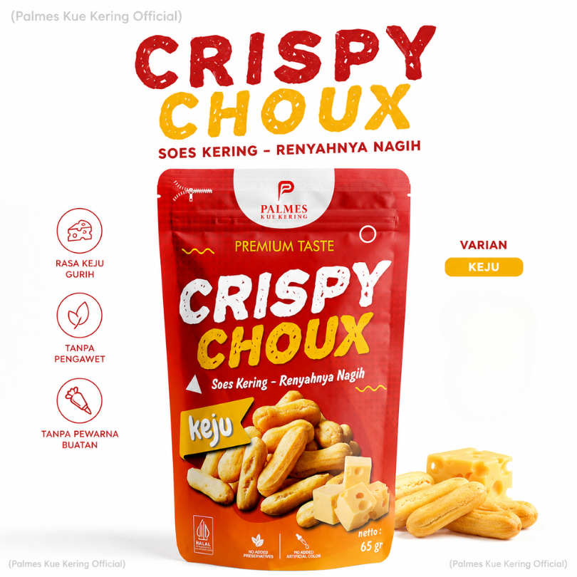 PALMES - Crispy Choux Keju 65 gr - Sus Kering Keju - Khas Pekalongan