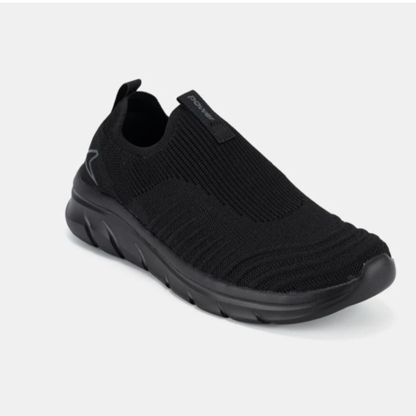 POWER Sepatu Bata Sneakers Pria Sekolah Slip On Full Black Anti Bacterial