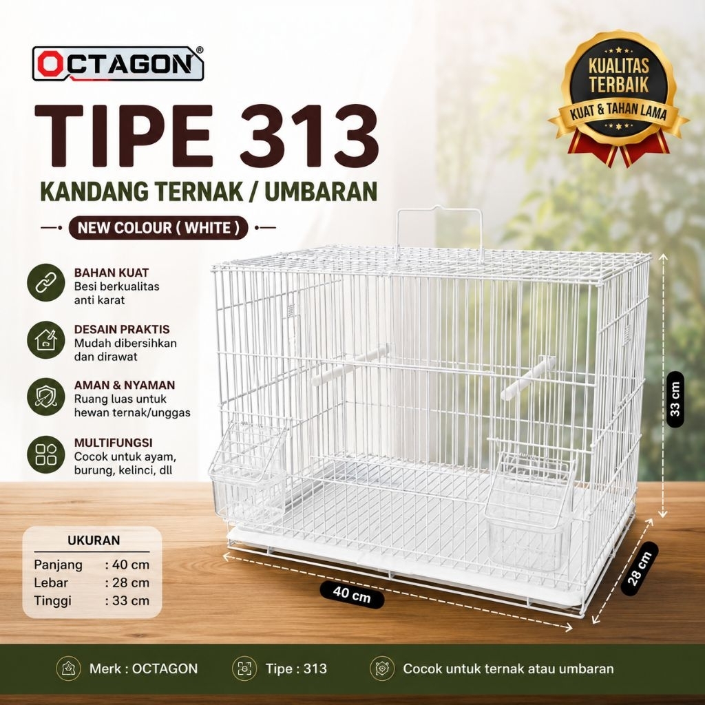 Kandang ternak dan umbaran besi kotak octagon 313 putih