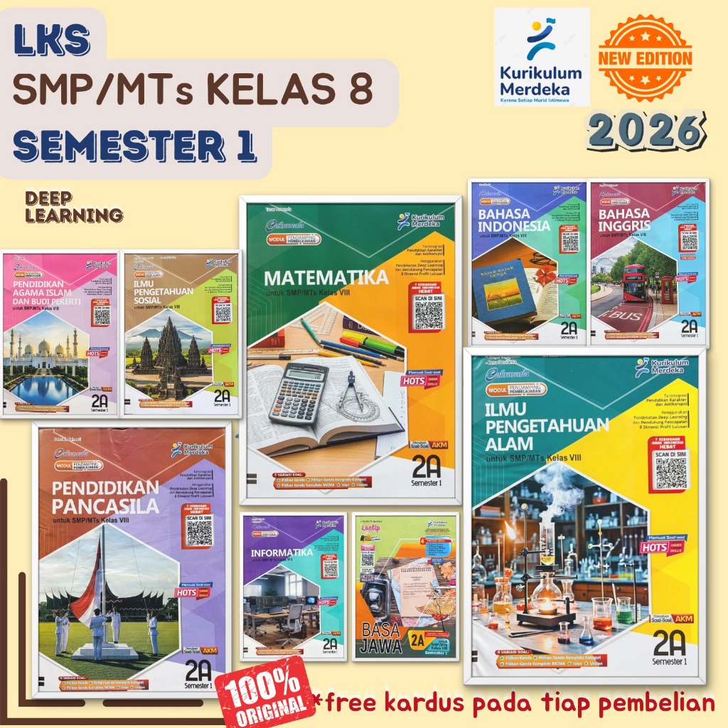 LKS CAKRAWALA SEJARAH, MATEMATIKA, BAHASA INDONESIA,PKN, BAHASA INGGRIS KELAS 8 SEMESTER 1 UNTUK SMP