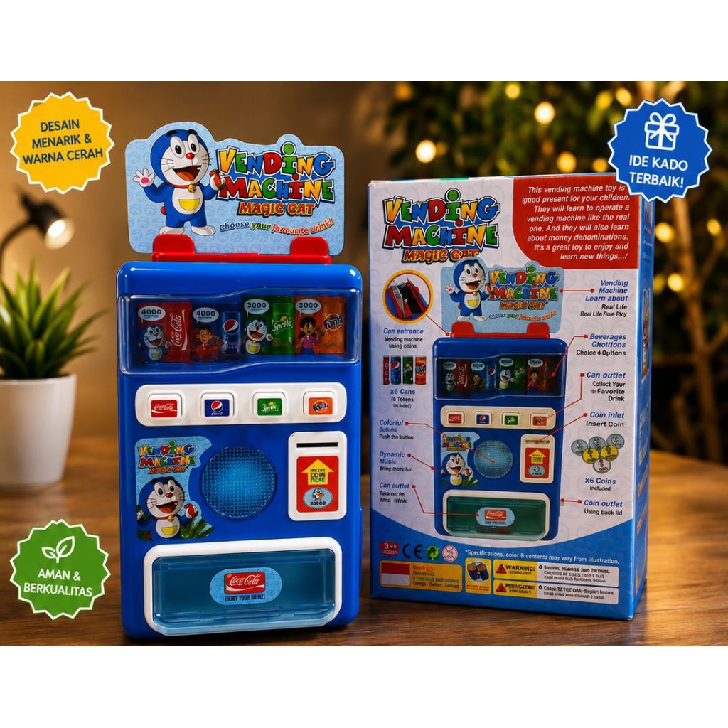 Mesin Vending Machine Magic Mainan Anak Edukatif Koin & Kaleng Minuman Bp9681 Bermain Peran