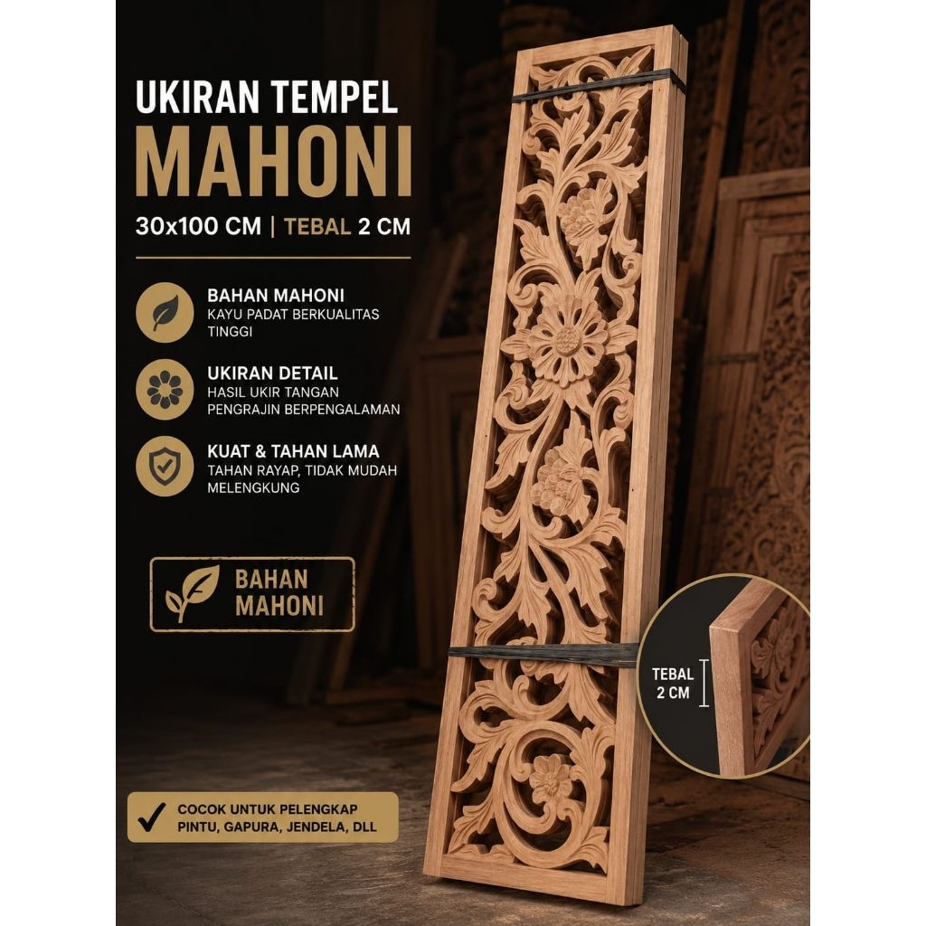 TEBENG ORNAMEN UKIR 20x100cm & 30x100cm/DEKORASI DINDING UKIR