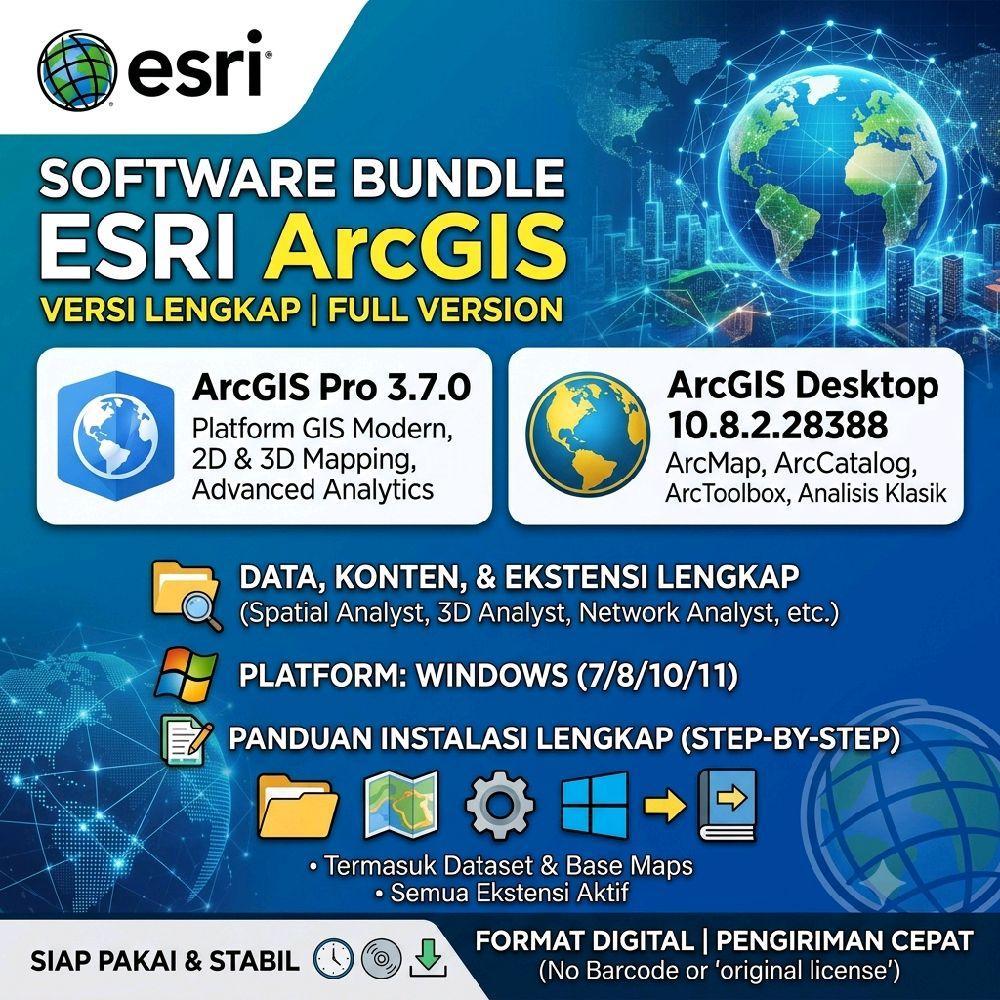 ArcGIS Pro 2026 v 3.7.0 + ArcGIS Desktop 10.8.2.28388 + Data , Content dan Extension ( Windows )