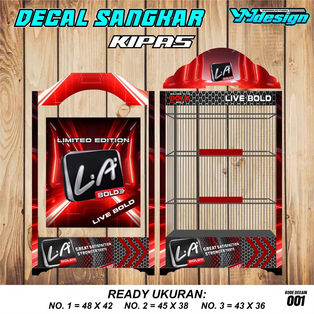 Stiker Decal Sangkar Burung Model Terbaru Motif LA Bold Merah