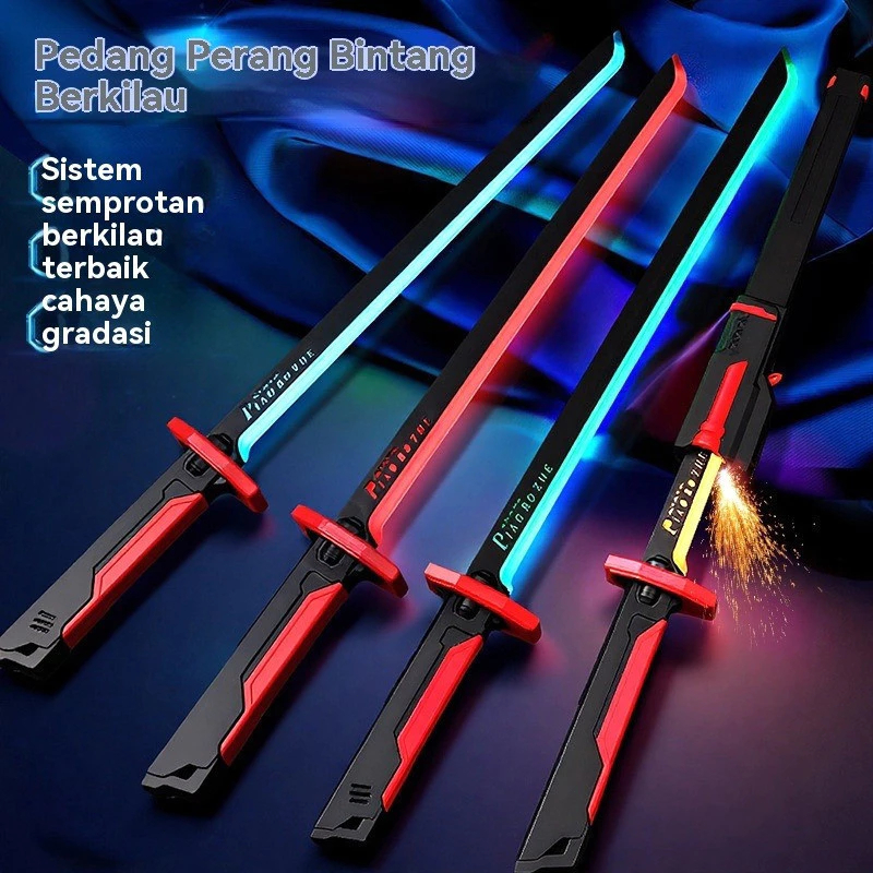 Mainan Pedang Api Starlight Sword Spark Battle Blade, Efek Cahaya, Api, dan Spray USB Charging LED T