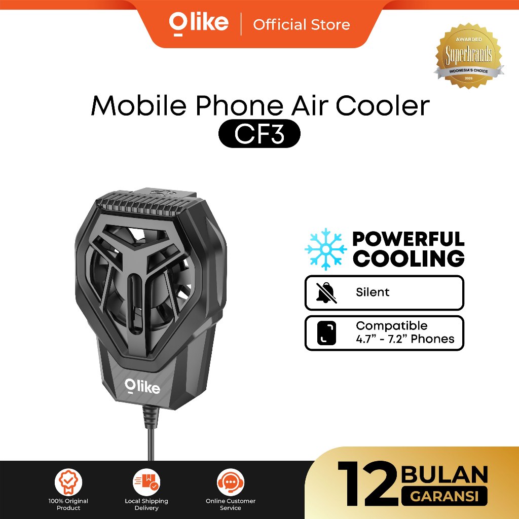 Olike Fan Cooler With Powerful AirFlow CF3 Silent Mode Kipas Gaming Dengan Pendingin Sirkulasi
