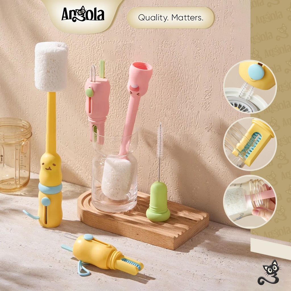 ANGOLA Sikat Pembersih Botol S26A Sikat Botol Tumbler/Botol Susu Bayi/Gelas/ Sikat Botol 5 in 1