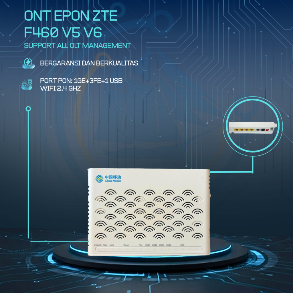 ZTE F460 V5 ONT EPON  LENGKAP ADAPTOR