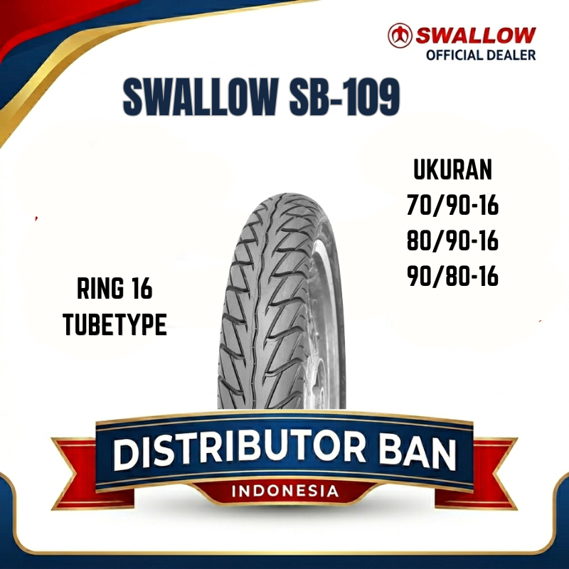 BAN MOTOR SWALLOW SB-109 VENOM RING 16 UKURAN 70/90 80/90 90/80 RING 16 NON TUBLES