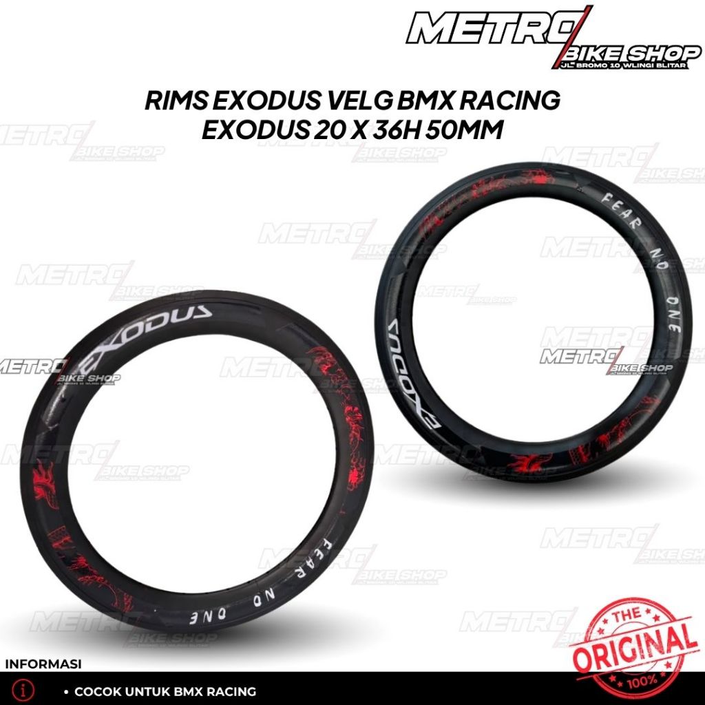 Velg Racing BMX EXODUS 5CM rims BMX 20inch racing Velg Onthelan Balap 36hole