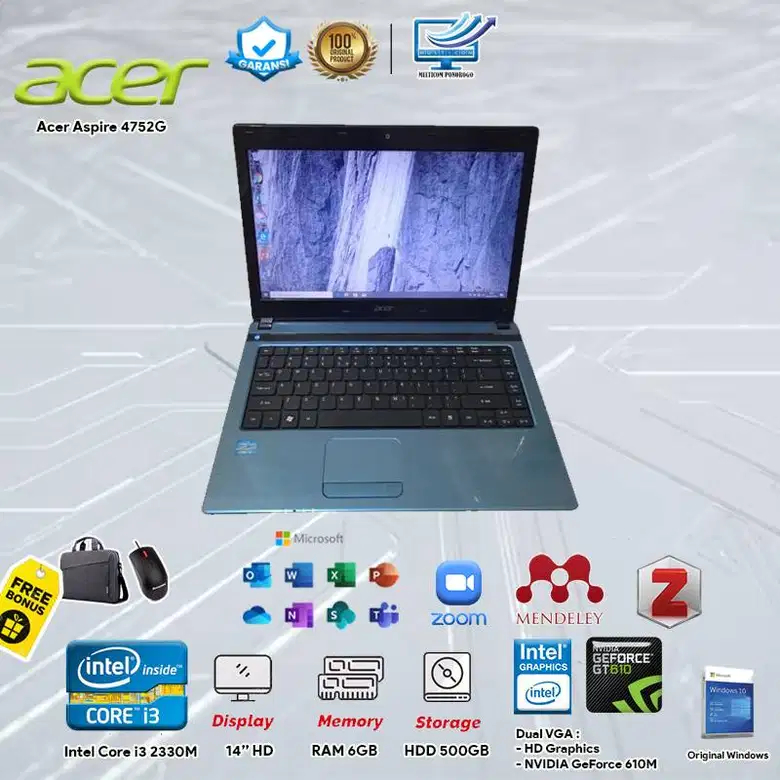 Laptop Murah Acer 4752G Dual VGA RAM 6GB