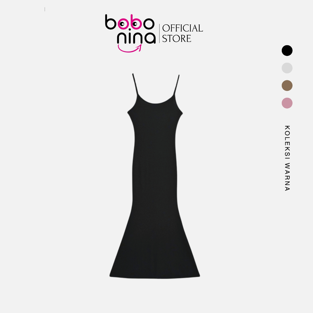 Ninabobo DR002 Long Dress Slim Fit Square Neck Sleeveless Sexy Gaun Panjang Tanpa Lengan (Size S-XL)