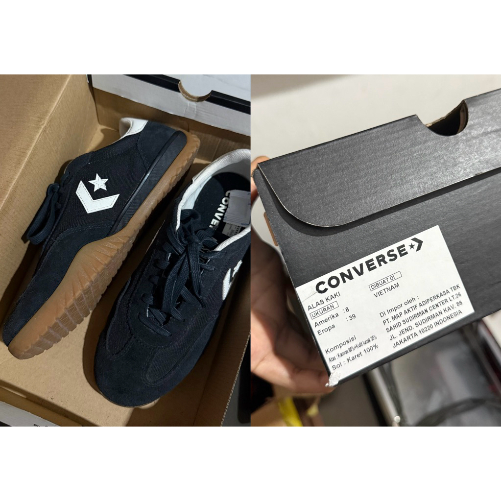 preloved sepatu converse run star trainer black hitam ori with box  size 39