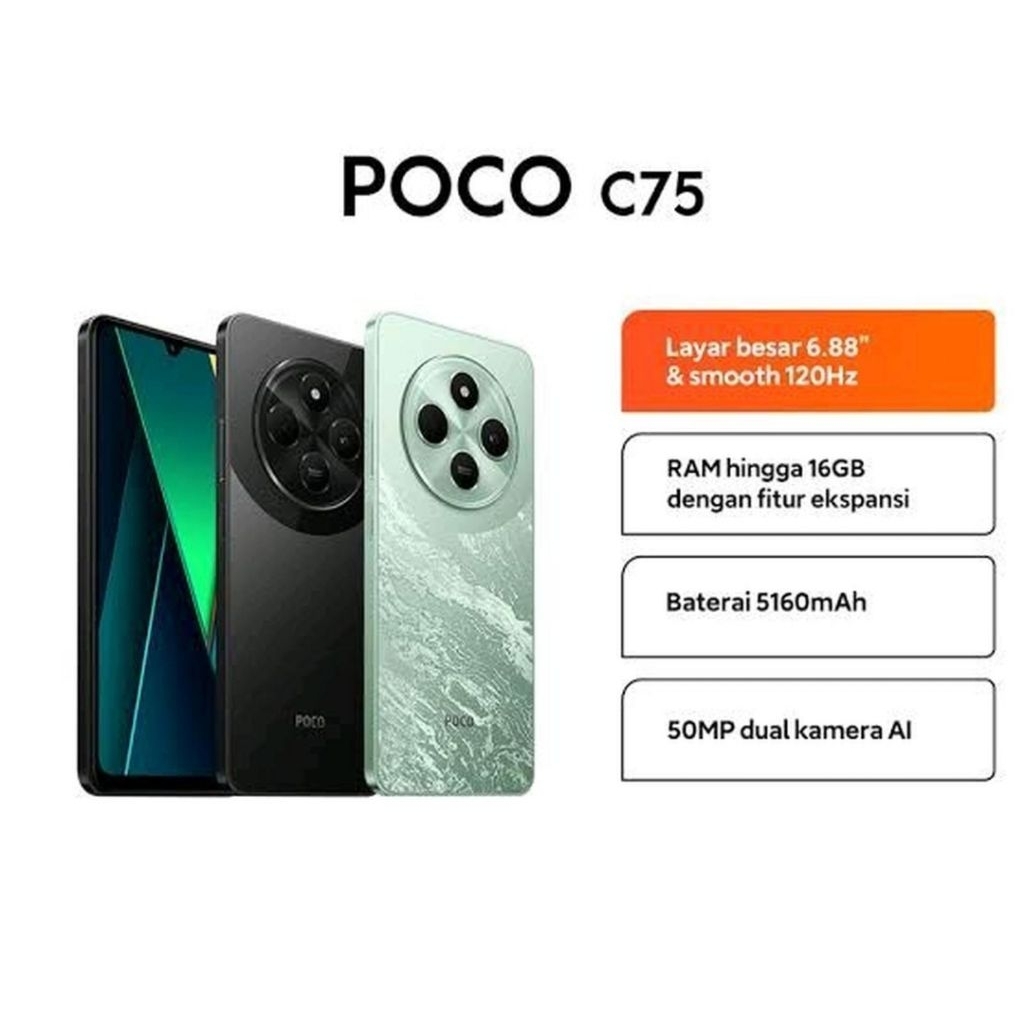 HP POCO C75 6/128 GB - POCO C75 RAM 6GB ROM 128GB GARANSI RESMI