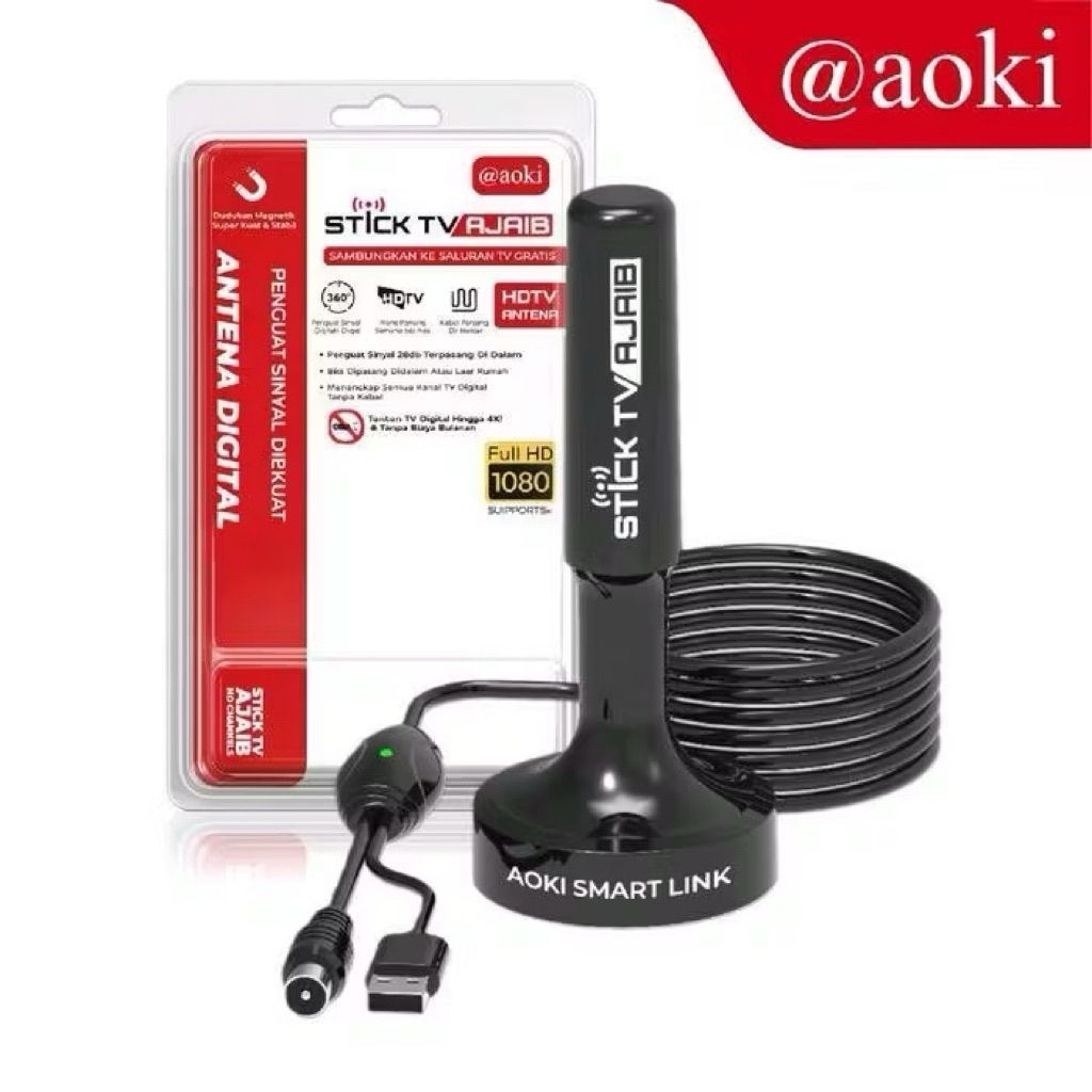 ANTENA TV DIGITAL AOKI 4K ULTRA HD AT-3100 SMART LINK ANTENA STICK AJAIB FULL HD 1080