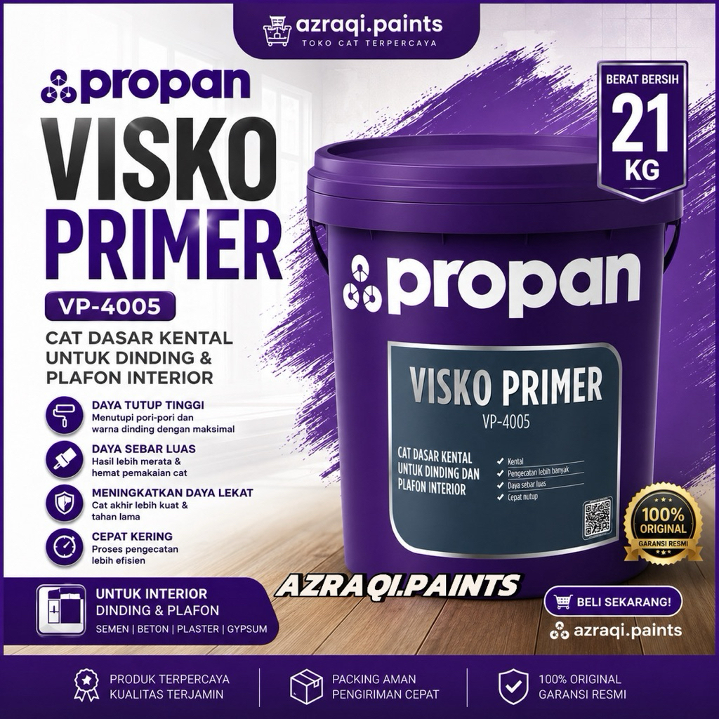 CAT DASAR TEMBOK INTERIOR PROPAN VISKO PRIMER VP-4005 ( 21 KG / PAIL ) CAT DASAR SUPER KENTAL