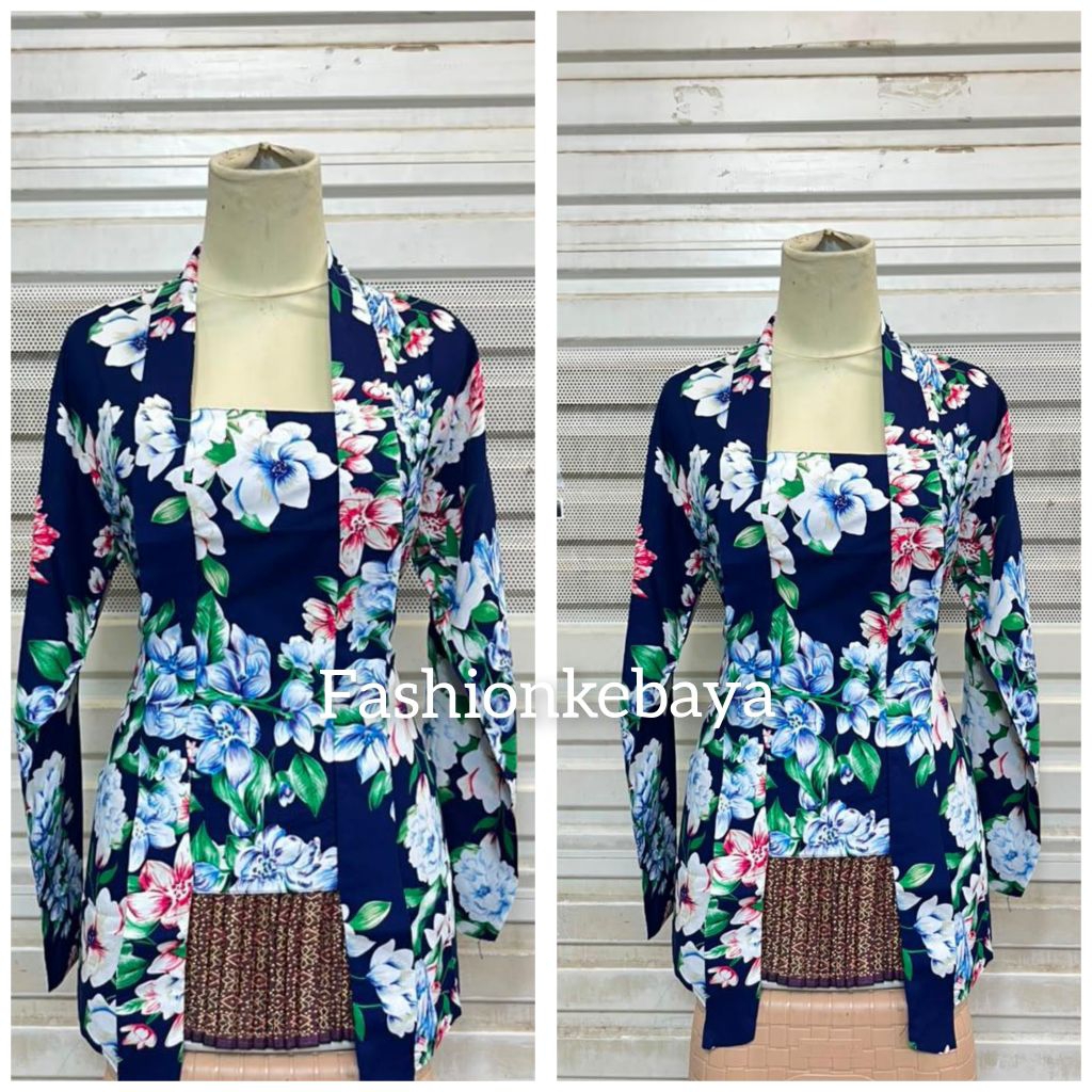 atasan kebaya kutubaru premium motif bunga besar kebaya kerja/kantor