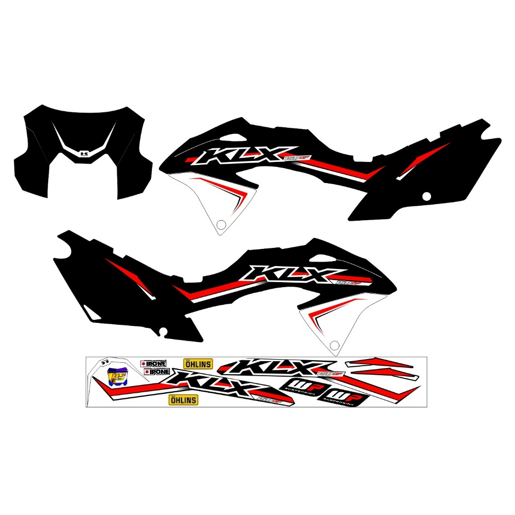 Stiker setring KLX Exstren,setriping list klx warna merah,kuning,hijau tua,biru,hijau muda