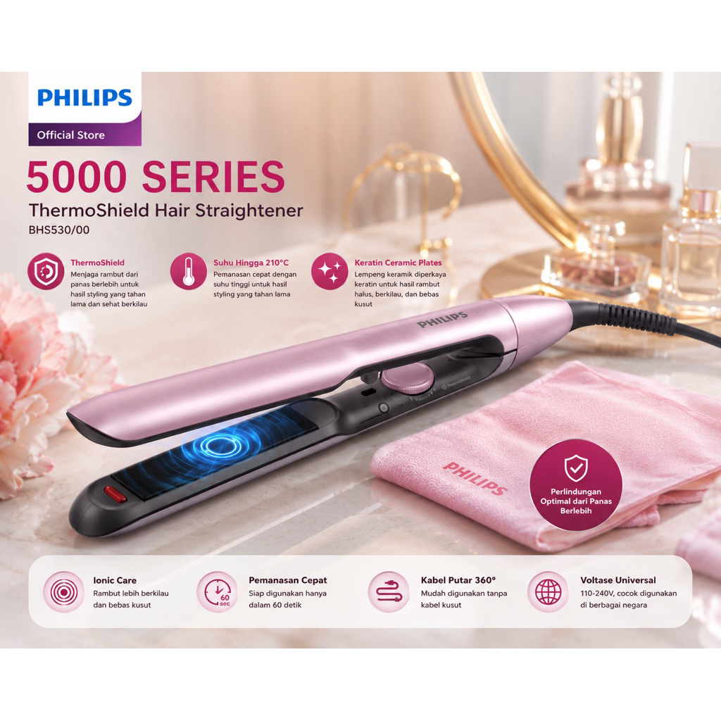 catokan philips bhs530/00  garansi resmi philips bhs 530 hair strainghter catokan good quality catok