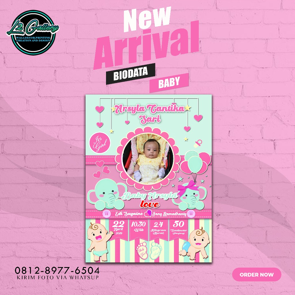 (COD) (COD) BIODATA BAYI - BABY BIO - BIODATA KELAHIRAN BAYI UNIK - KADO BABY NEWBORN