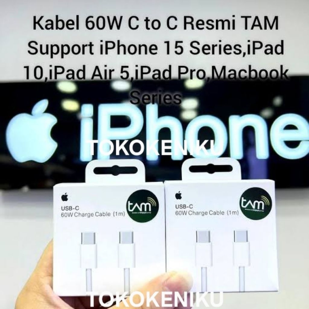 JUAL PARTAI KABEL 60W USB C to TYPE C REAL1000% FAST CHARGING APPLE Charge Cable DATA 1M 60 WATT 1 M
