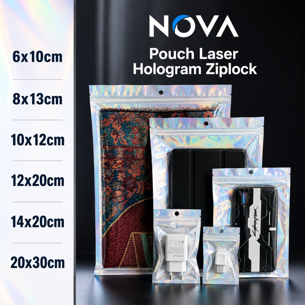 Plastik Kemasan Ziplock Hologram Kemasan Aksesoris Pouch Ziplock Hologram Non Standing