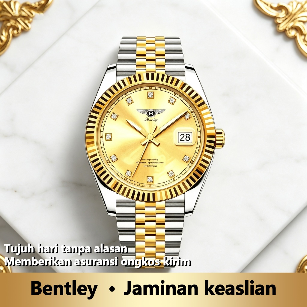 "Jam Pria Seri Bintang Bentley Kombinasi Warna Berlian Tanggal "