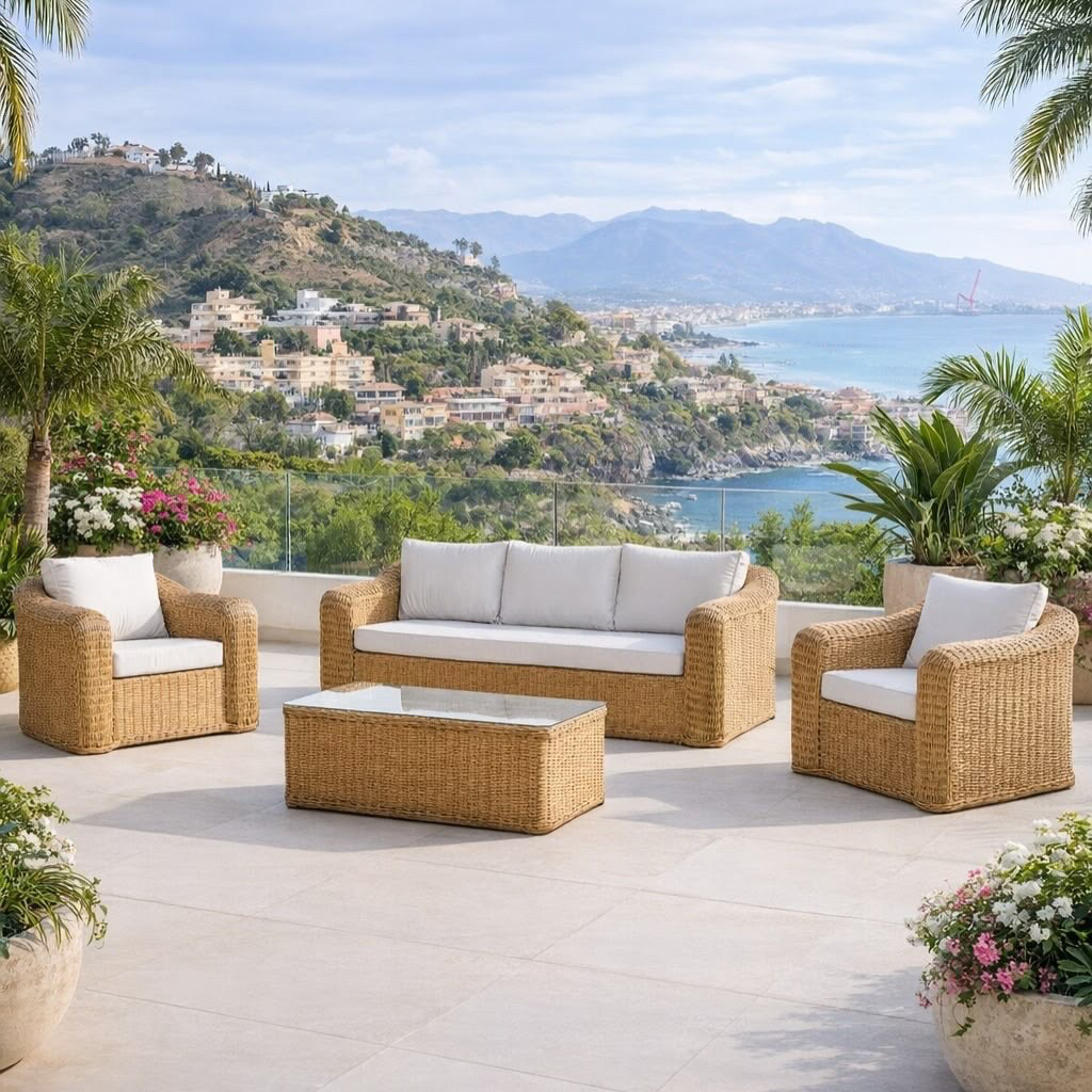 Set sofa rotan outdoor terbaru sofa rotan sintetis minimalis