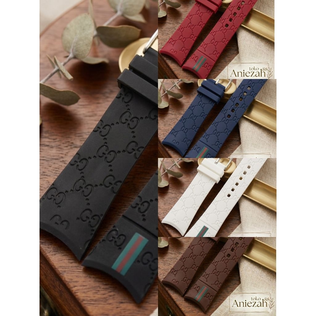 Tali Jam Tangan Gucci 1142j Strap Karet Rubber Jam Gucci model Baut