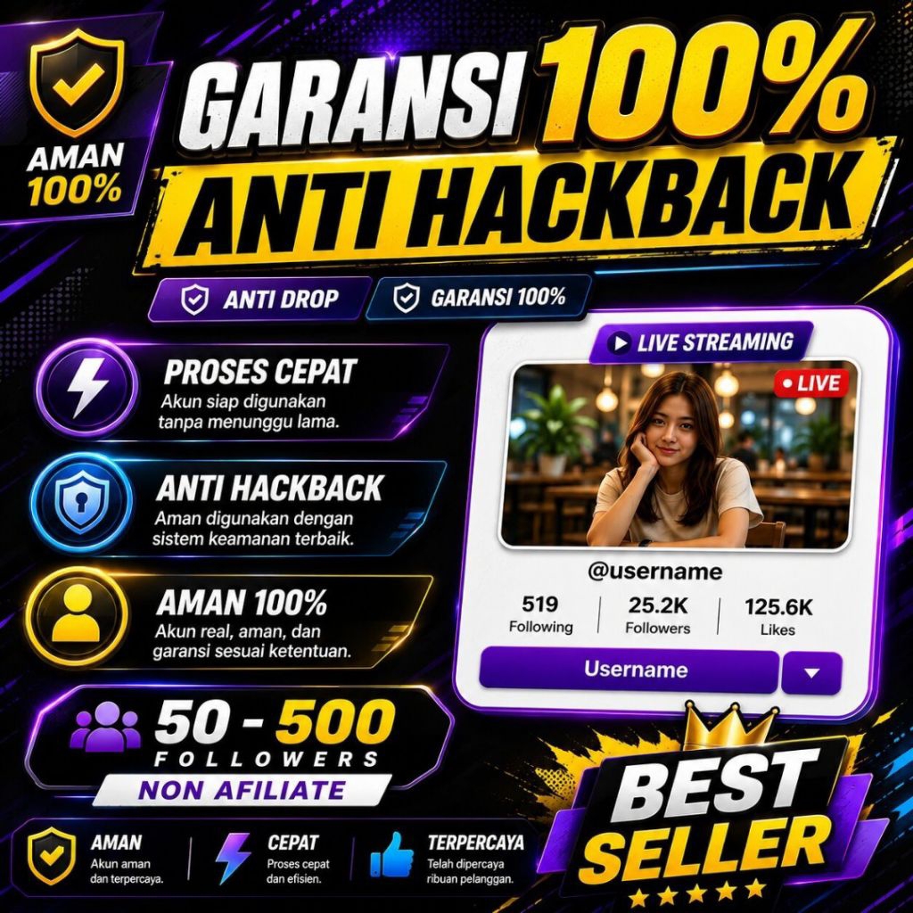 AKUN TOK TOK  REAL FOLLOWER 50-500 INDONESIA