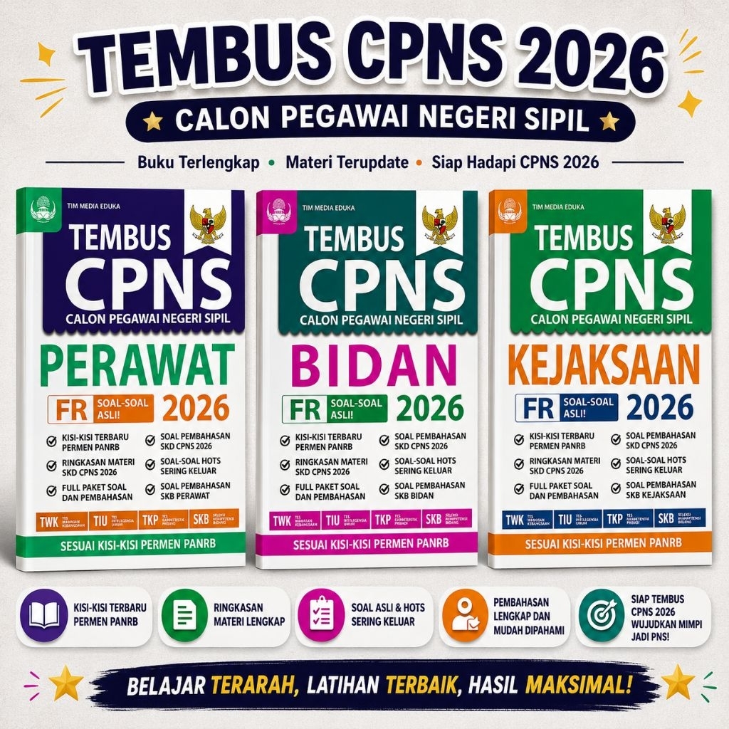 Buku Tembus CPNS 2026 Perawat, Bidan & Kejaksaan FR Soal Asli | Kisi-Kisi Terbaru SKD SKB + Pembahas