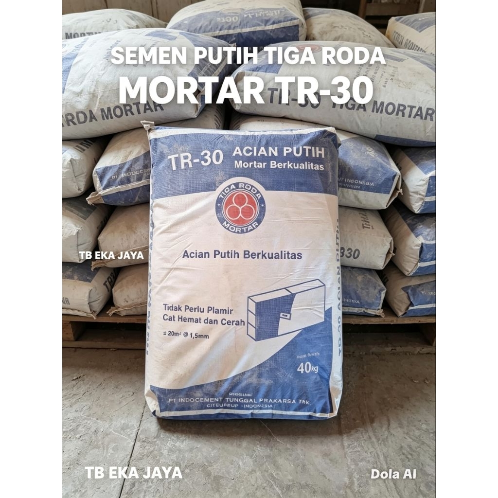 Semen Putih Tiga Roda Mortar TR30 Acian Putih Tiga Roda Kiloan Eceran
