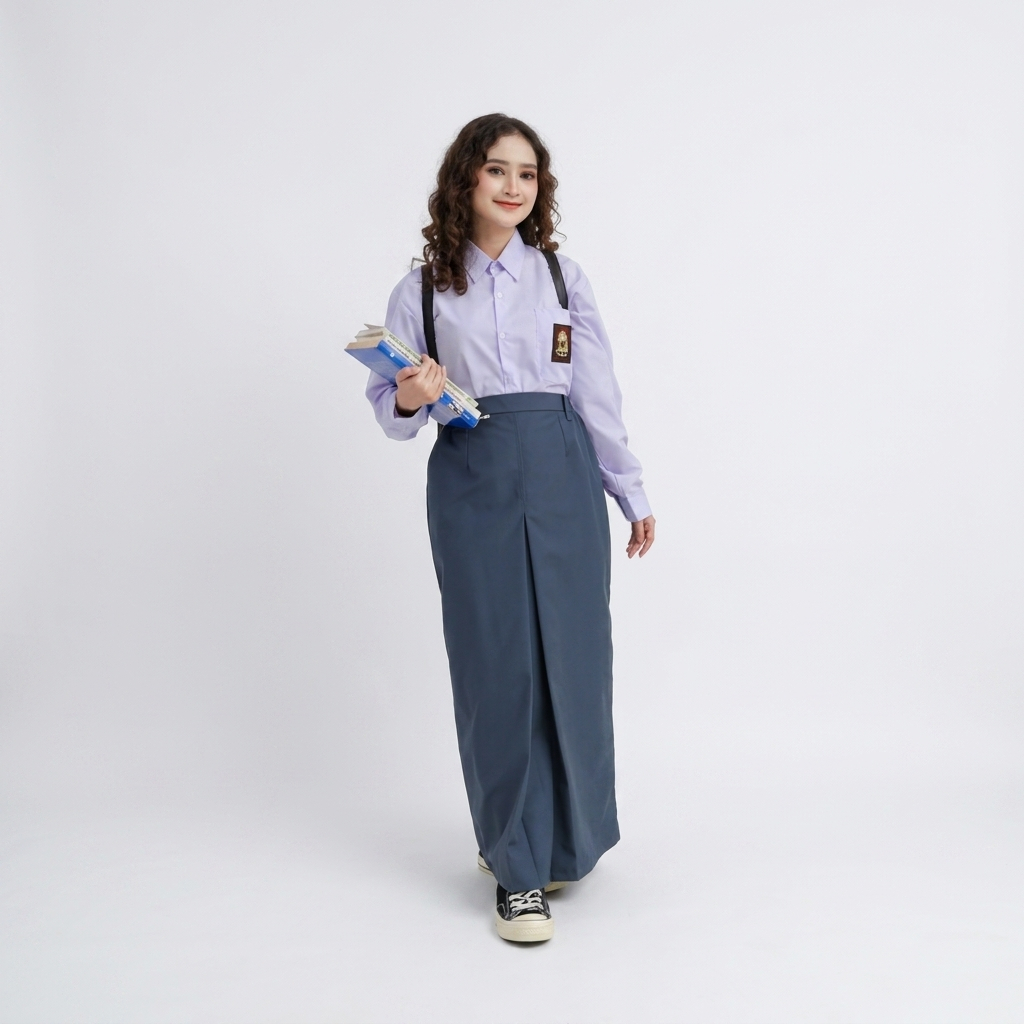 SCAROLLA Rok Sekolah SMA Panjang Model Span Abu - Seragam SMA Rok Span Abu