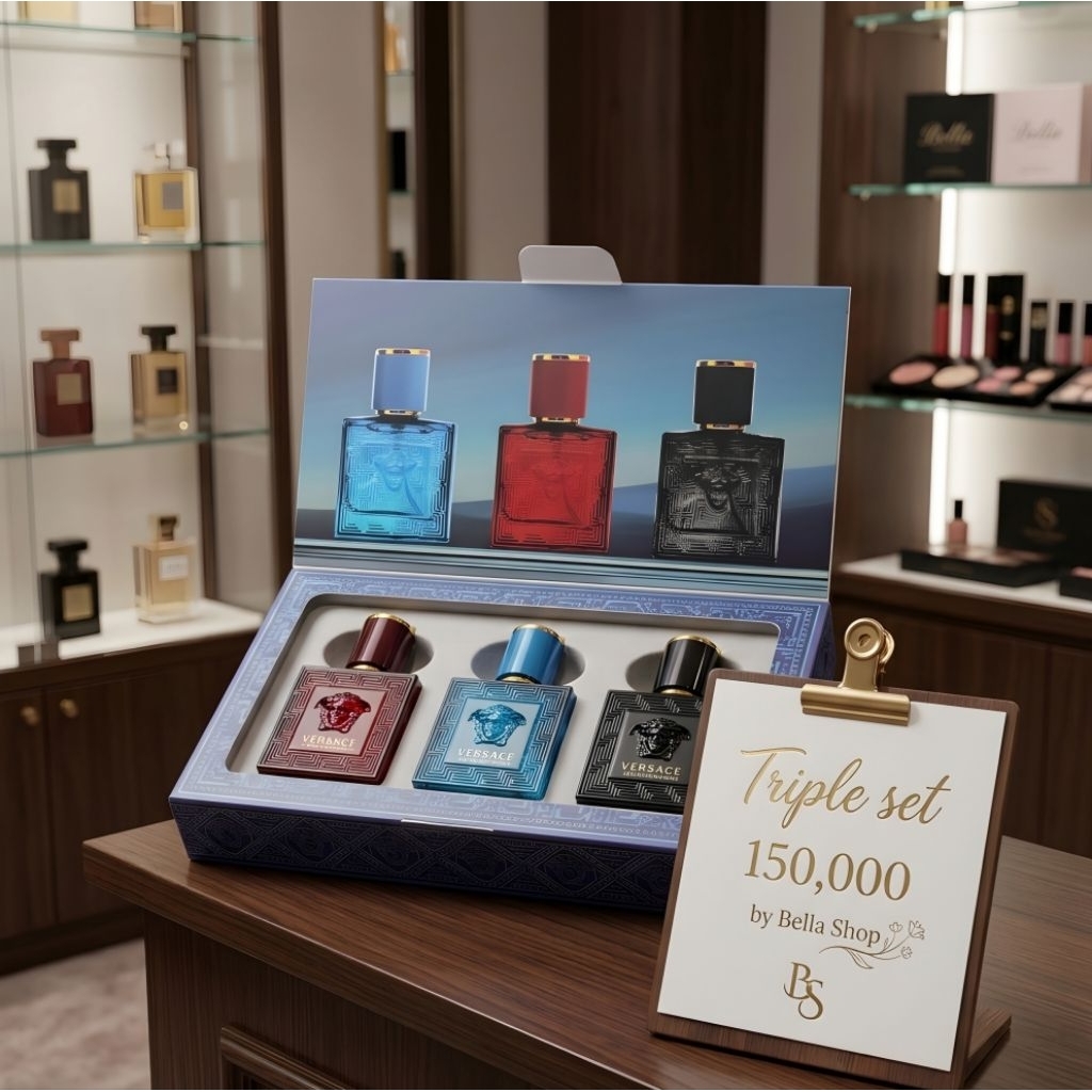 Versace Triple Set Parfum Gift Box Kado Mewah Pria Wanita Murah