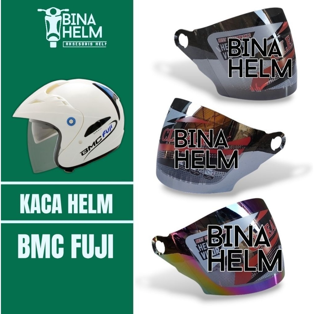 BINAHELM Kaca Helm BMC FUJI Bening Hitam Pelangi Silver