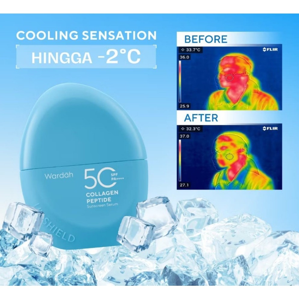 Wardah Collagen Peptide  Aqua Fresh Sunscreen Serum SPF 50 PA++++ 30 ml ( biru)