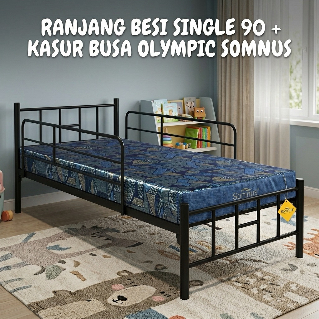 Ranjang Besi Single 90x200 Divan Besi Dipan Besi Rangka Tempat Tidur Besi Rangka Divan Besi
