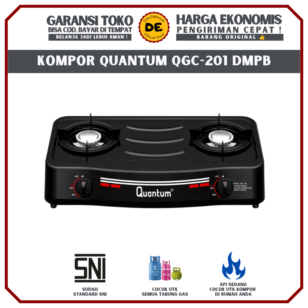 Quantum Kompor Gas 2 Tungku QGC-201 DMPB / Quantum 2 Tungku