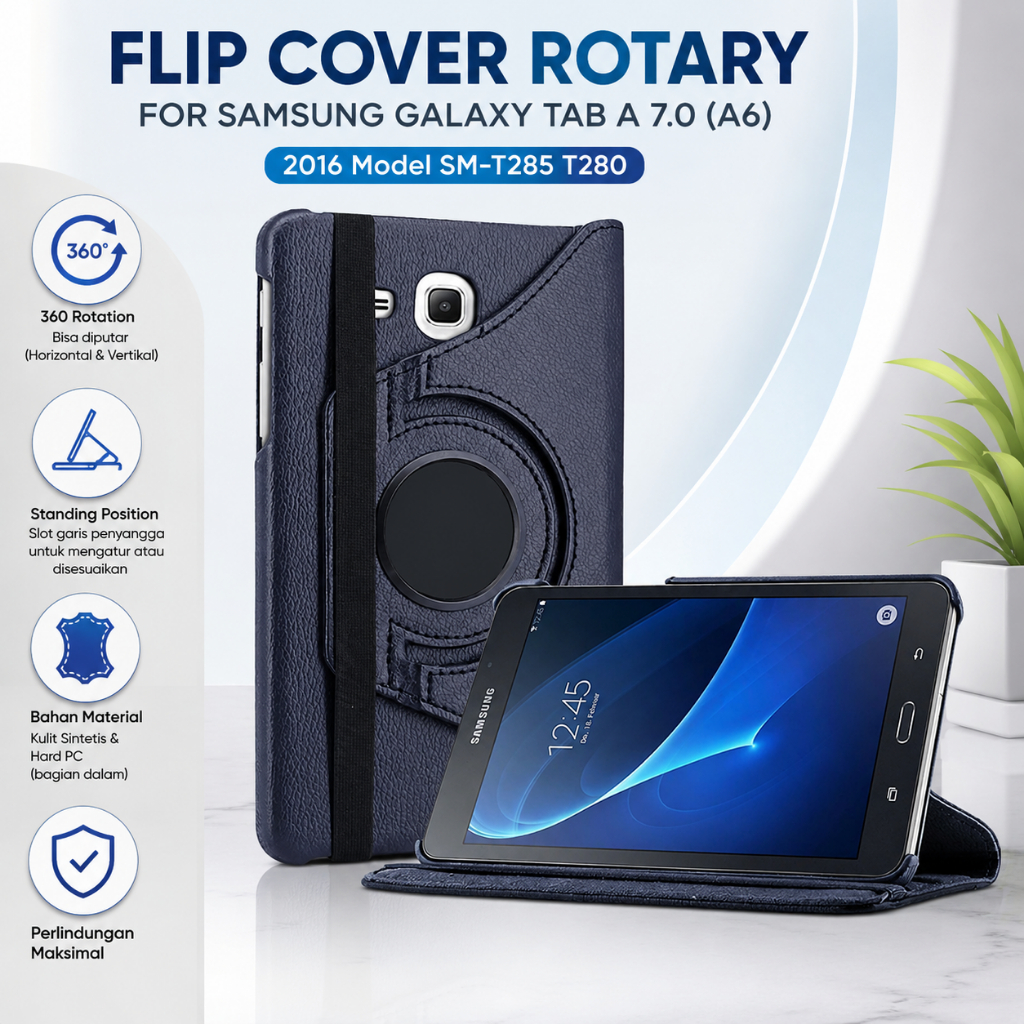 Case Samsung Tab A 2016 | Samsung Tab A 7" 2016 | Tab A6 2016 | T280 T285 Flip Cover Rotary Casing