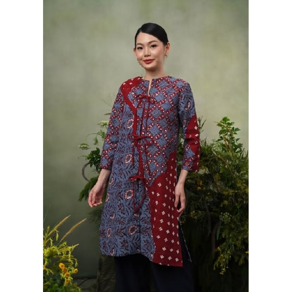 NONA RARA AYALI DOBI CIREBON T5352 BAJU BATIK TUNIK WANITA MODERN BATIK CAP DOBI CIREBON